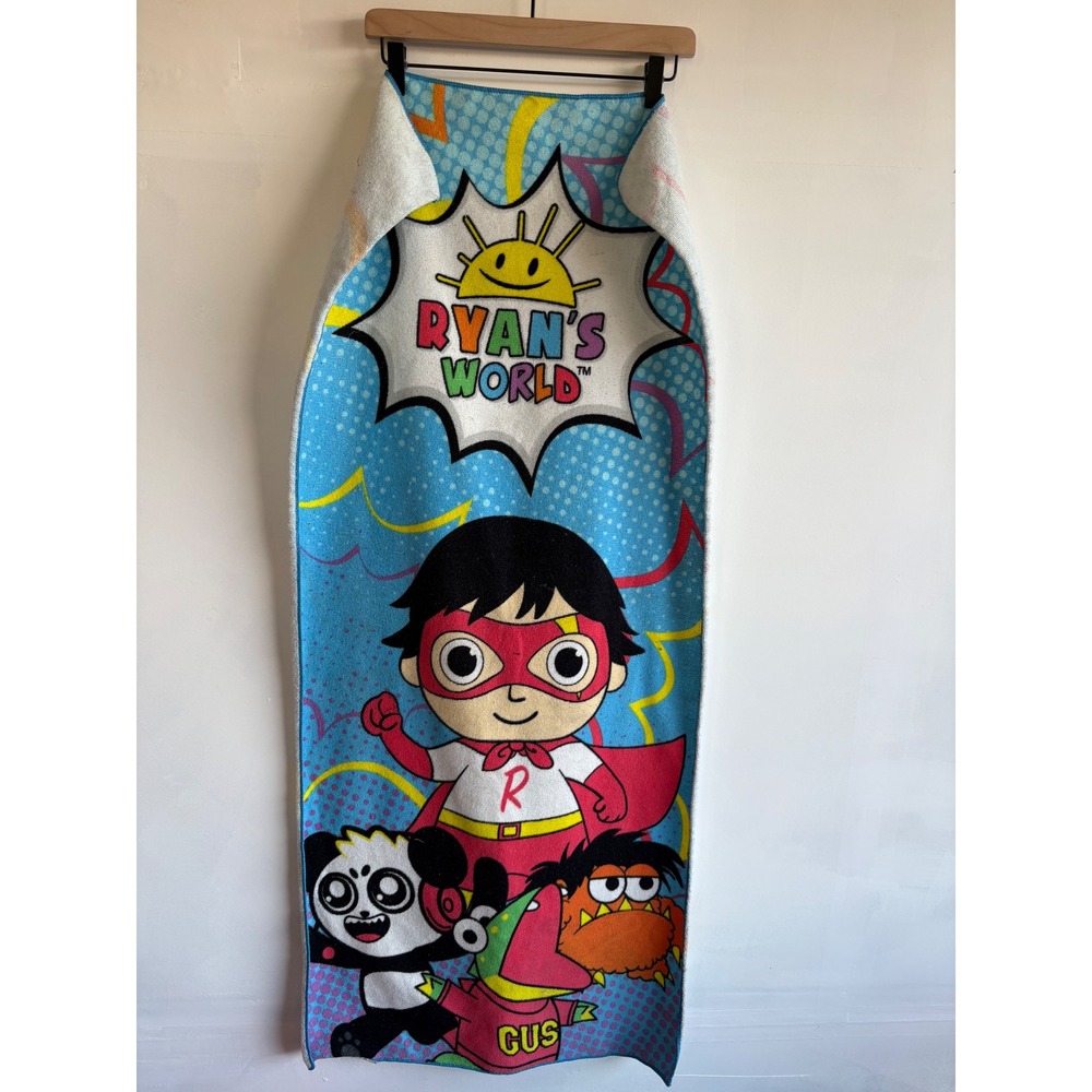 Ryans World Red Titan Gus Hooded Beach Towel Blue Kids Bath Wrap 22x50